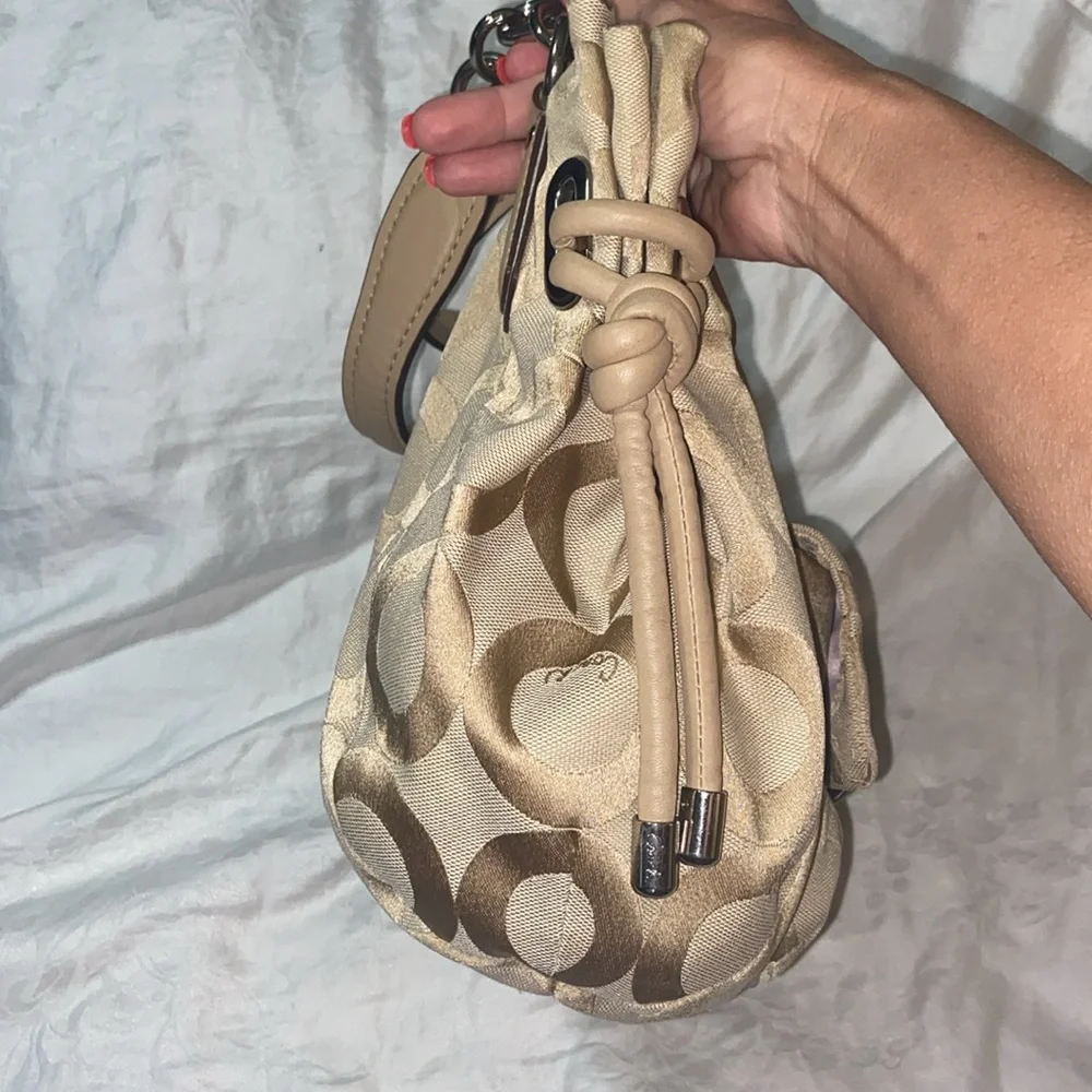Coach Kristin 14915 OpArt Khaki Hobo Shoulder Tote